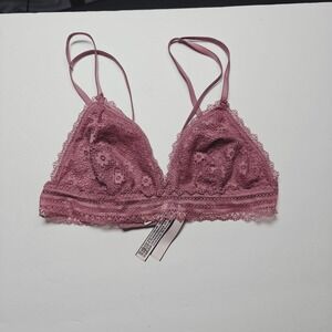 Victoria's Secret Mauve Floral Lace Triangle Bralette  Medium